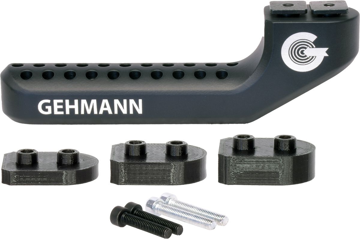 Alternative view of Gehmann stock grip for benchrest shooting